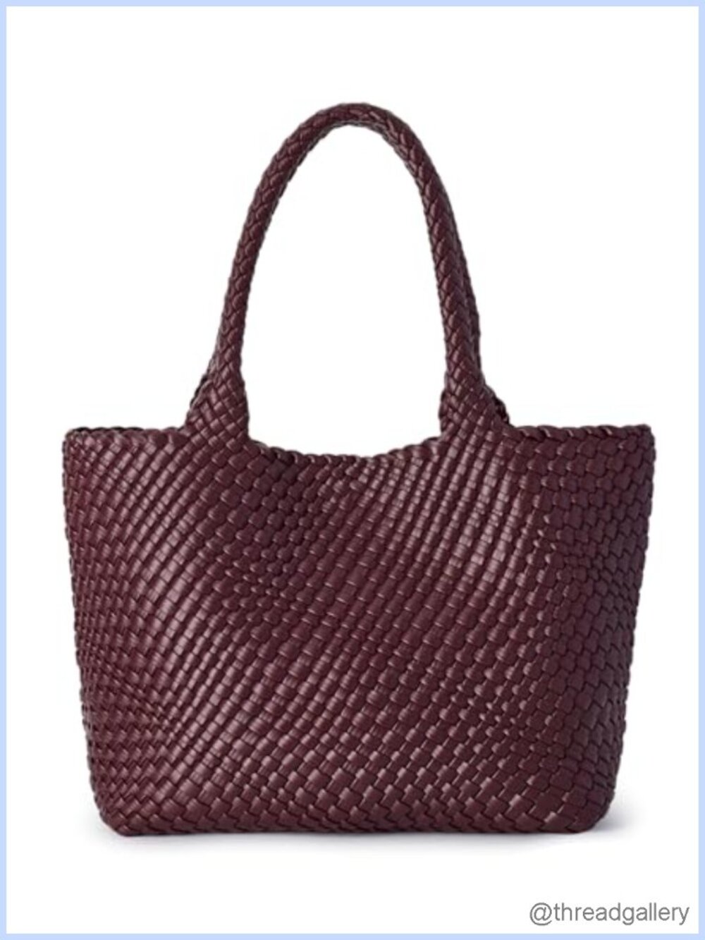 Woven Vegan Leather Large Tote Shoulder Bag with Zippered Pouch